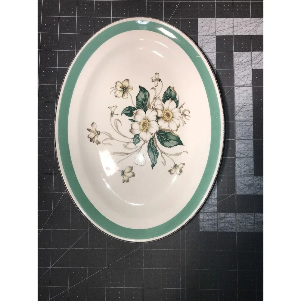 Vintage Earthenware Magnolia by EDWIN KNOWLES Oval Serving‎ Platter 12